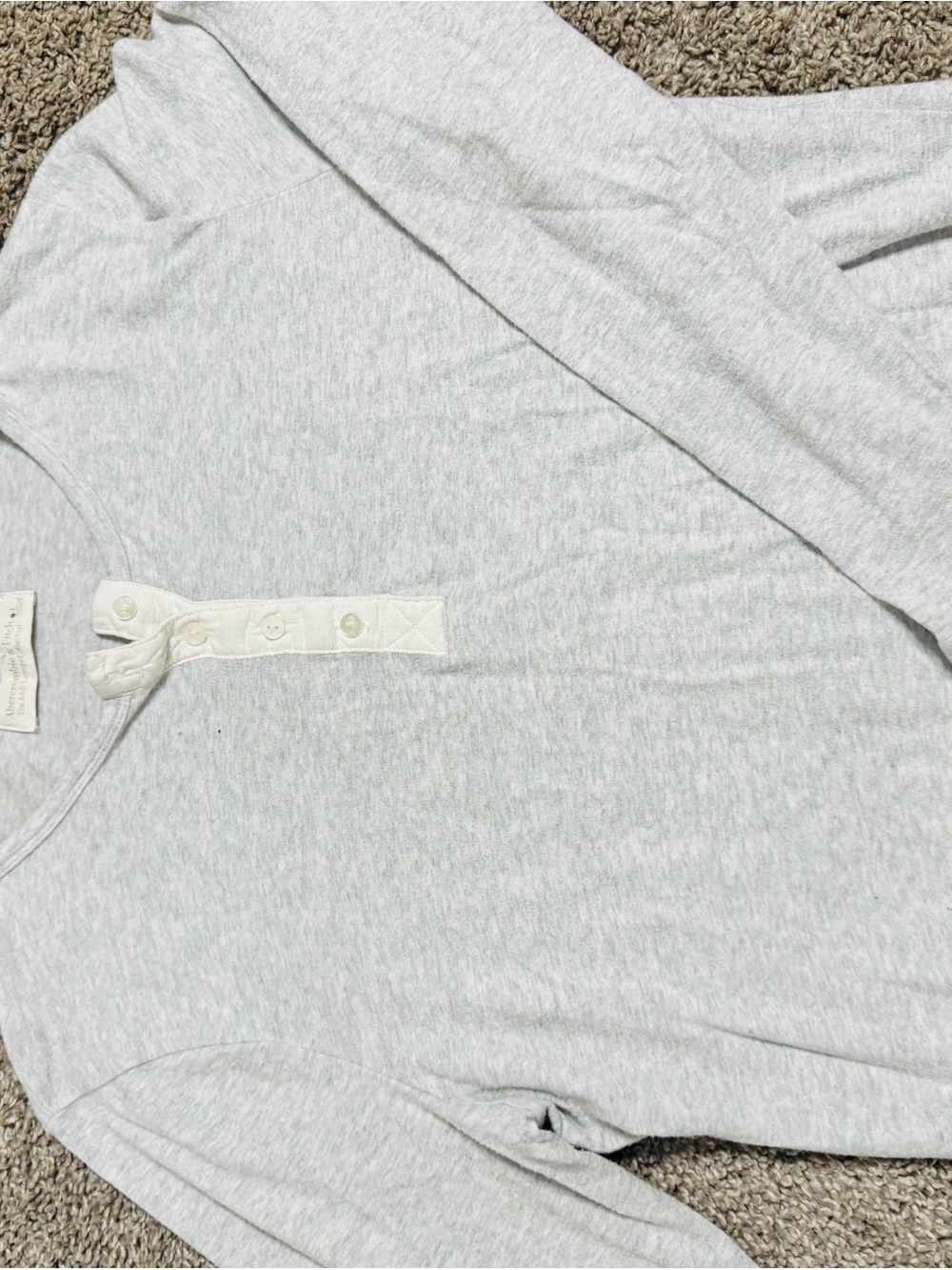 Abercrombie & Fitch Light Heather Gray Henley Sweater